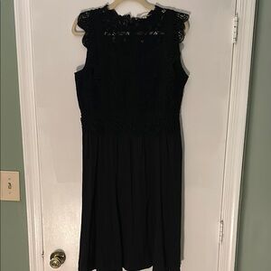 LOFT Black Lace Midi Dress